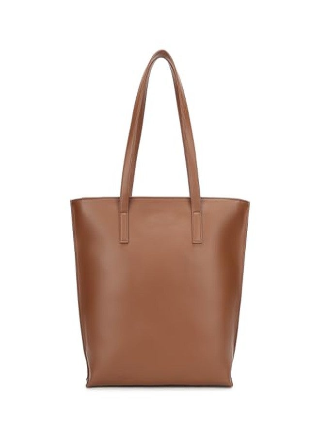 Fastrack Carrycore Tote | Tan Faux-Leather Women's Bag | Spacious Tote Bag with Zipper Closure & Utility Pockets For Daily Carry| Eligible For 14" Laptop - Image 5